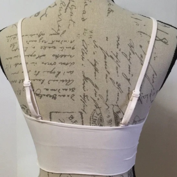 Women's V-neck Cropped Bandeau - Cream and Tan - Picture 3 of 10